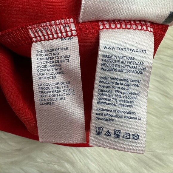 Tommy‎ Hilfiger Men’s Red Athletic Long Sleeve Y2K Hooded Sweatshirt Med/C43 - Picture 12 of 12